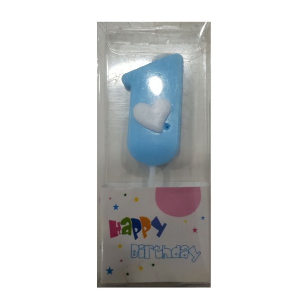 #1 Blue with White Heart Candle